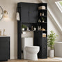 Sikaic Over The Toilet Storage Cabinet 7-Tier L-Shaped Over the Toilet Storage Cabinet with Doors & Drawers Black Black / Engineered Wood / Modern