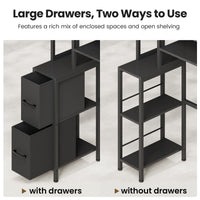 Sikaic Over The Toilet Storage Cabinet 7-Tier Over the Toilet Storage Cabinet with 2 Drawers Black Black / Engineered Wood / Modern
