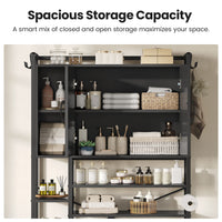 Sikaic Over The Toilet Storage Cabinet 7-Tier Over the Toilet Storage Cabinet with 2 Drawers Black Black / Engineered Wood / Modern