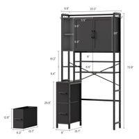 Sikaic Over The Toilet Storage Cabinet 7-Tier Over the Toilet Storage Cabinet with 2 Drawers Black Black / Engineered Wood / Modern