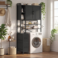 Sikaic Over The Toilet Storage Cabinet 7-Tier Over the Toilet Storage Cabinet with 2 Drawers Black Black / Engineered Wood / Modern