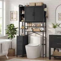 Sikaic Over The Toilet Storage Cabinet 7-Tier Over the Toilet Storage Cabinet with 2 Drawers Black Black / Engineered Wood / Modern