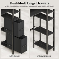 Sikaic Over The Toilet Storage Cabinet 8-Tier Over the Toilet Storage Cabinet with 2 Drawers Black Black / Engineered Wood / Modern