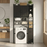 Sikaic Over The Toilet Storage Cabinet 8-Tier Over the Toilet Storage Cabinet with 2 Drawers Black Black / Engineered Wood / Modern