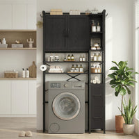Sikaic Over The Toilet Storage Cabinet 8-Tier Over the Toilet Storage Cabinet with 2 Drawers Black Black / Engineered Wood / Modern