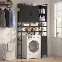 Sikaic Over The Toilet Storage Cabinet 8-Tier Over the Toilet Storage Cabinet with 2 Drawers Black Black / Engineered Wood / Modern