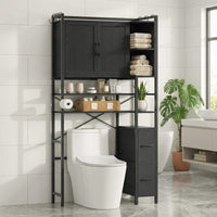 Sikaic Over The Toilet Storage Cabinet 8-Tier Over the Toilet Storage Cabinet with 2 Drawers Black Black / Engineered Wood / Modern