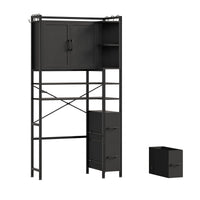 Sikaic Over The Toilet Storage Cabinet 8-Tier Over the Toilet Storage Cabinet with 2 Drawers Black Black / Engineered Wood / Modern