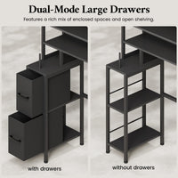 Sikaic Over The Toilet Storage Cabinet Over the Toilet Storage Cabinet with 2 Drawers and 6 Hooks Black Black / Engineered Wood / Modern