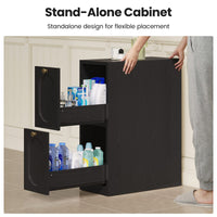Sikaic Over The Toilet Storage Cabinet Over the Toilet Storage Cabinet with Mobile Cart and 4-Section Drawers Black Black / Engineered Wood / Modern