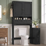 Sikaic Over The Toilet Storage Cabinet Over the Toilet Storage Cabinet with Mobile Bathroom Storage Cabinet, Black Black / Modern / Engineered Wood