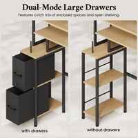 Sikaic Over The Toilet Storage Cabinet Over the Toilet Storage Cabinet with 2 Drawers and 6 Hooks Natural Natural / Engineered Wood / Modern