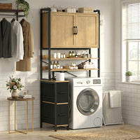 Sikaic Over The Toilet Storage Cabinet Over the Toilet Storage Cabinet with 2 Drawers and 6 Hooks Natural Natural / Engineered Wood / Modern