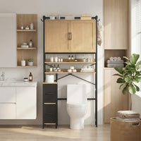 Sikaic Over The Toilet Storage Cabinet Over the Toilet Storage Cabinet with 2 Drawers and 6 Hooks Natural Natural / Engineered Wood / Modern