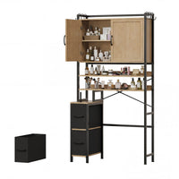 Sikaic Over The Toilet Storage Cabinet Over the Toilet Storage Cabinet with 2 Drawers and 6 Hooks Natural Natural / Engineered Wood / Modern