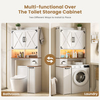 Sikaic Over The Toilet Storage Cabinet 67 Inch Over the Toilet Storage Cabinet with Pulley White White / Engineered Wood / Modern