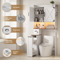 Sikaic Over The Toilet Storage Cabinet 67 Inch Over the Toilet Storage Cabinet with Pulley White White / Engineered Wood / Modern