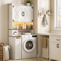 Sikaic Over The Toilet Storage Cabinet 67 Inch Over the Toilet Storage Cabinet with Pulley White White / Engineered Wood / Modern