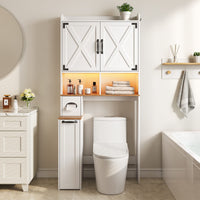 Sikaic Over The Toilet Storage Cabinet 67 Inch Over the Toilet Storage Cabinet with Pulley White White / Engineered Wood / Modern