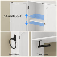 Sikaic Over The Toilet Storage Cabinet 7-Tier L-Shaped Over the Toilet Storage Cabinet with Doors & Drawers White White / Engineered Wood / Modern