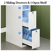 Sikaic Over The Toilet Storage Cabinet 7-Tier L-Shaped Over the Toilet Storage Cabinet with Doors & Drawers White White / Engineered Wood / Modern