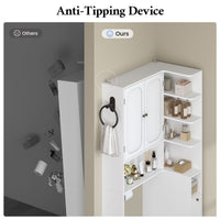Sikaic Over The Toilet Storage Cabinet 7-Tier L-Shaped Over the Toilet Storage Cabinet with Doors & Drawers White White / Engineered Wood / Modern