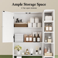 Sikaic Over The Toilet Storage Cabinet 7-Tier L-Shaped Over the Toilet Storage Cabinet with Doors & Drawers White White / Engineered Wood / Modern