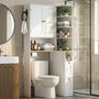 Sikaic Over The Toilet Storage Cabinet 7-Tier L-Shaped Over the Toilet Storage Cabinet with Doors & Drawers White White / Engineered Wood / Modern