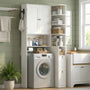 Sikaic Over The Toilet Storage Cabinet 7-Tier L-Shaped Over the Toilet Storage Cabinet with Doors & Drawers White White / Engineered Wood / Modern