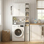 Sikaic Over The Toilet Storage Cabinet 7-Tier L-Shaped Over the Toilet Storage Cabinet with Doors & Drawers White White / Engineered Wood / Modern