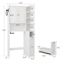 Sikaic Over The Toilet Storage Cabinet 7-Tier L-Shaped Over the Toilet Storage Cabinet with Doors & Drawers White White / Engineered Wood / Modern