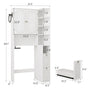 Sikaic Over The Toilet Storage Cabinet 7-Tier L-Shaped Over the Toilet Storage Cabinet with Doors & Drawers White White / Engineered Wood / Modern