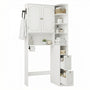 Sikaic Over The Toilet Storage Cabinet 7-Tier L-Shaped Over the Toilet Storage Cabinet with Doors & Drawers White White / Engineered Wood / Modern