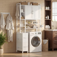 Sikaic Over The Toilet Storage Cabinet 7-Tier Over the Toilet Storage Cabinet with 2 Drawers White White / Engineered Wood / Modern