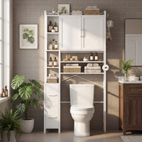 Sikaic Over The Toilet Storage Cabinet 7-Tier Over the Toilet Storage Cabinet with 2 Drawers White White / Engineered Wood / Modern
