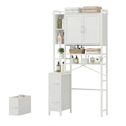 Sikaic Over The Toilet Storage Cabinet 7-Tier Over the Toilet Storage Cabinet with 2 Drawers White White / Engineered Wood / Modern