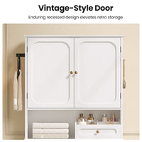 Sikaic Over The Toilet Storage Cabinet Over The Toilet Storage Cabinet with Adjustable Shelves and Towel Holder White White / Engineered Wood / Modern