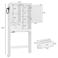 Sikaic Over The Toilet Storage Cabinet Over The Toilet Storage Cabinet with Adjustable Shelves and Towel Holder White White / Engineered Wood / Modern