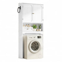 Sikaic Over The Toilet Storage Cabinet Over The Toilet Storage Cabinet with Adjustable Shelves and Towel Holder White White / Engineered Wood / Modern