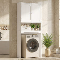 Sikaic Over The Toilet Storage Cabinet Over The Toilet Storage Cabinet with Adjustable Shelves and Towel Holder White White / Engineered Wood / Modern