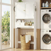 Sikaic Over The Toilet Storage Cabinet Over The Toilet Storage Cabinet with Adjustable Shelves and Towel Holder White White / Engineered Wood / Modern