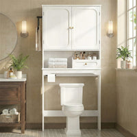 Sikaic Over The Toilet Storage Cabinet Over The Toilet Storage Cabinet with Adjustable Shelves and Towel Holder White White / Engineered Wood / Modern