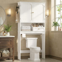 Sikaic Over The Toilet Storage Cabinet Over The Toilet Storage Cabinet with Adjustable Shelves and Towel Holder White White / Engineered Wood / Modern