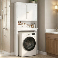 Sikaic Over The Toilet Storage Cabinet Over The Toilet Storage Cabinet with Adjustable Shelves and Towel Holder White White / Engineered Wood / Modern