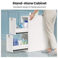 Sikaic Over The Toilet Storage Cabinet Over the Toilet Storage Cabinet with Mobile Cart and 4-Section Drawers White White / Engineered Wood / Modern