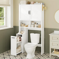 Sikaic Over The Toilet Storage Cabinet Over The Toilet Storage Cabinet with Pulley White White / Engineered Wood / Modern