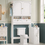Sikaic Over The Toilet Storage Cabinet Over the Toilet Storage Cabinet with Mobile Bathroom Storage Cabinet,White White / Modern / Engineered Wood