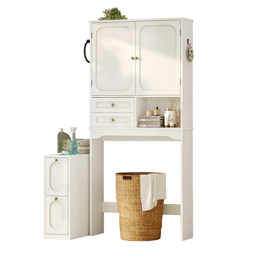 Sikaic Over The Toilet Storage Cabinet Over the Toilet Storage Cabinet with Mobile Bathroom Storage Cabinet,White White / Modern / Engineered Wood