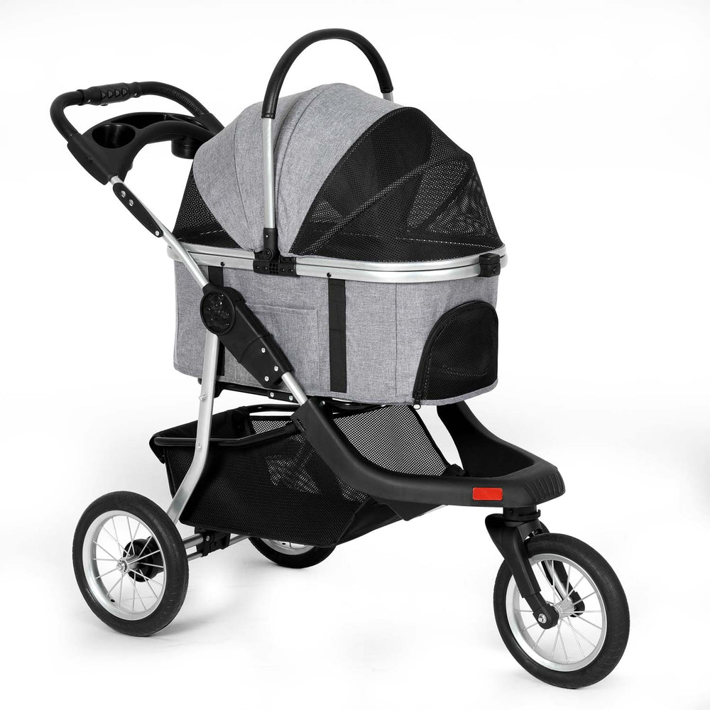 Sikaic Pet Stroller Pet Stroller One-Click Folding Frame Traveling Cart Light Grey Grey / Modern / Oxford Fabric&Carbon Steel