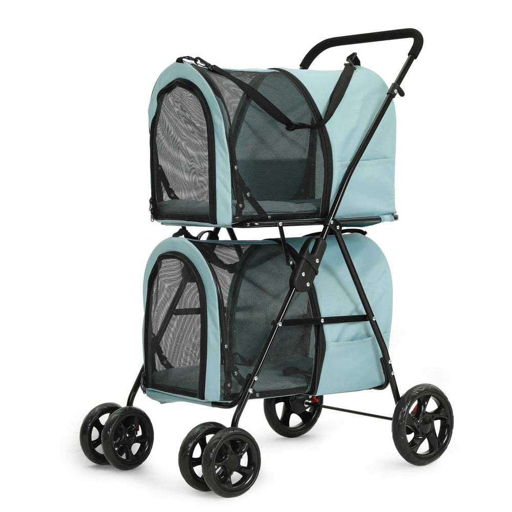 Sikaic Pet Stroller 4-in-1 Pet Strollers with 2 Cart Basket Light Blue Light Blue / Modern